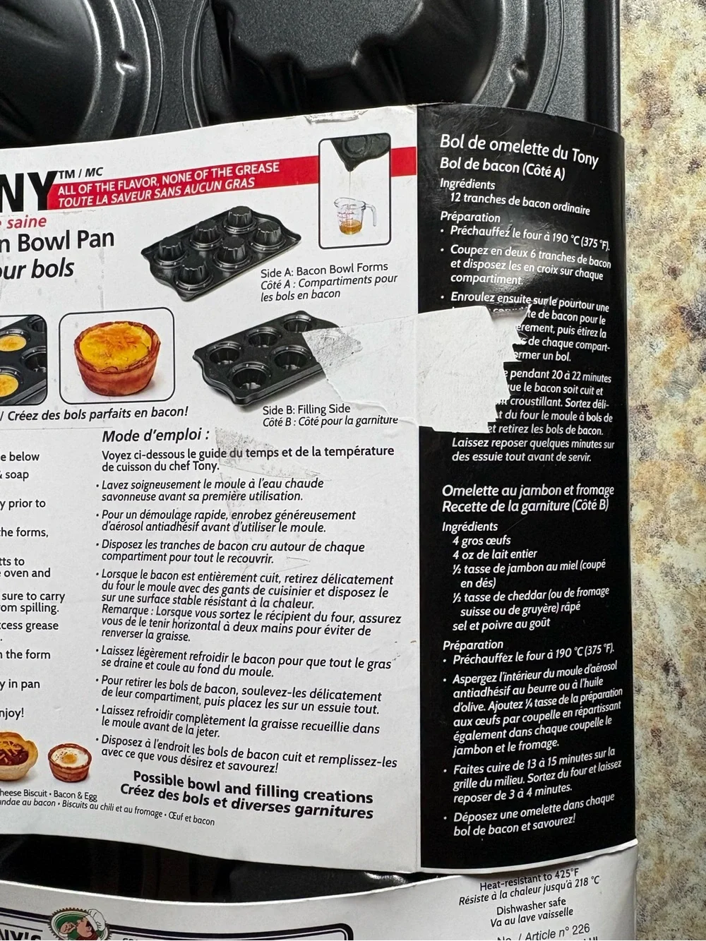 Chef Tony  Bacon Bowl Pan Grease Away-EXCLUSIVE 2 Piece Set